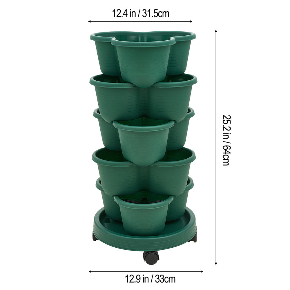 The three-dimensional three-petal flowerpot, strawberry pot, can be multi-layered for vegetable and fruit planting. It is made of pp plastic with five layers, black/ white/ green, and measures 31.5*31.5**13.5cm
