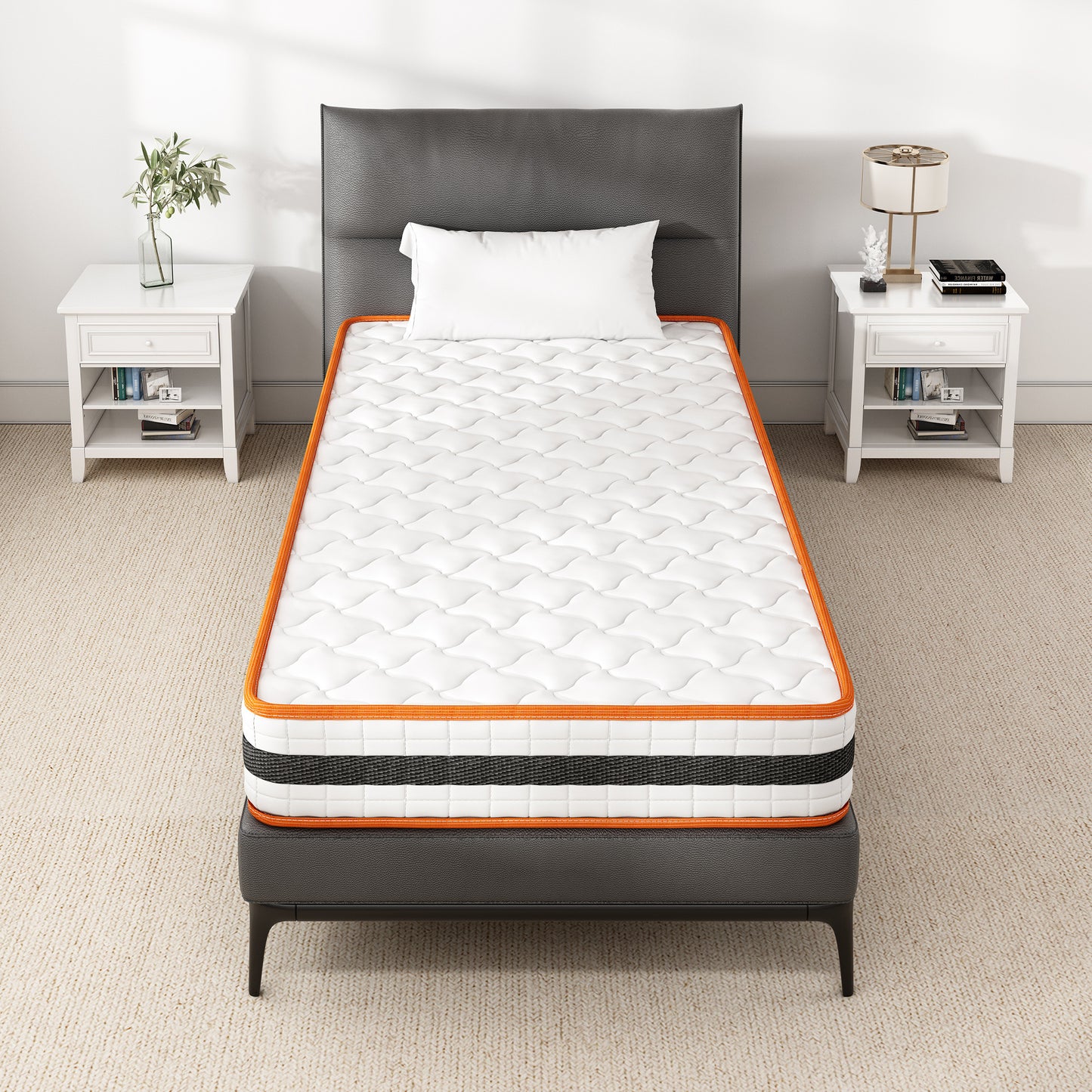 Bed Mattress Memory Foam and Pocket Spring Hybrid Mattress with 3D Breathable Fabric, Medium Soft to Medium Firm Support Mattress, Roll-Up Packaging for Bedroom
