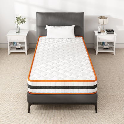 Bed Mattress Memory Foam and Pocket Spring Hybrid Mattress with 3D Breathable Fabric, Medium Soft to Medium Firm Support Mattress, Roll-Up Packaging for Bedroom