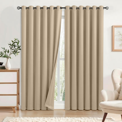 2pcs Full Blackout Eyelet Curtains – Thermal Insulated & Soundproof Drapes, Energy-Saving, Noise Reducing, perfect for Bedroom, Living Room & Home Decoration, Includes Matching Ties