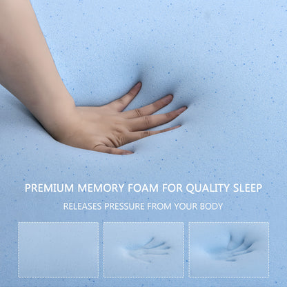 Memory Foam Mattress Topper with Cover, 7cm Thin, Comfort for Single & Small Double & Double & King Size Beds