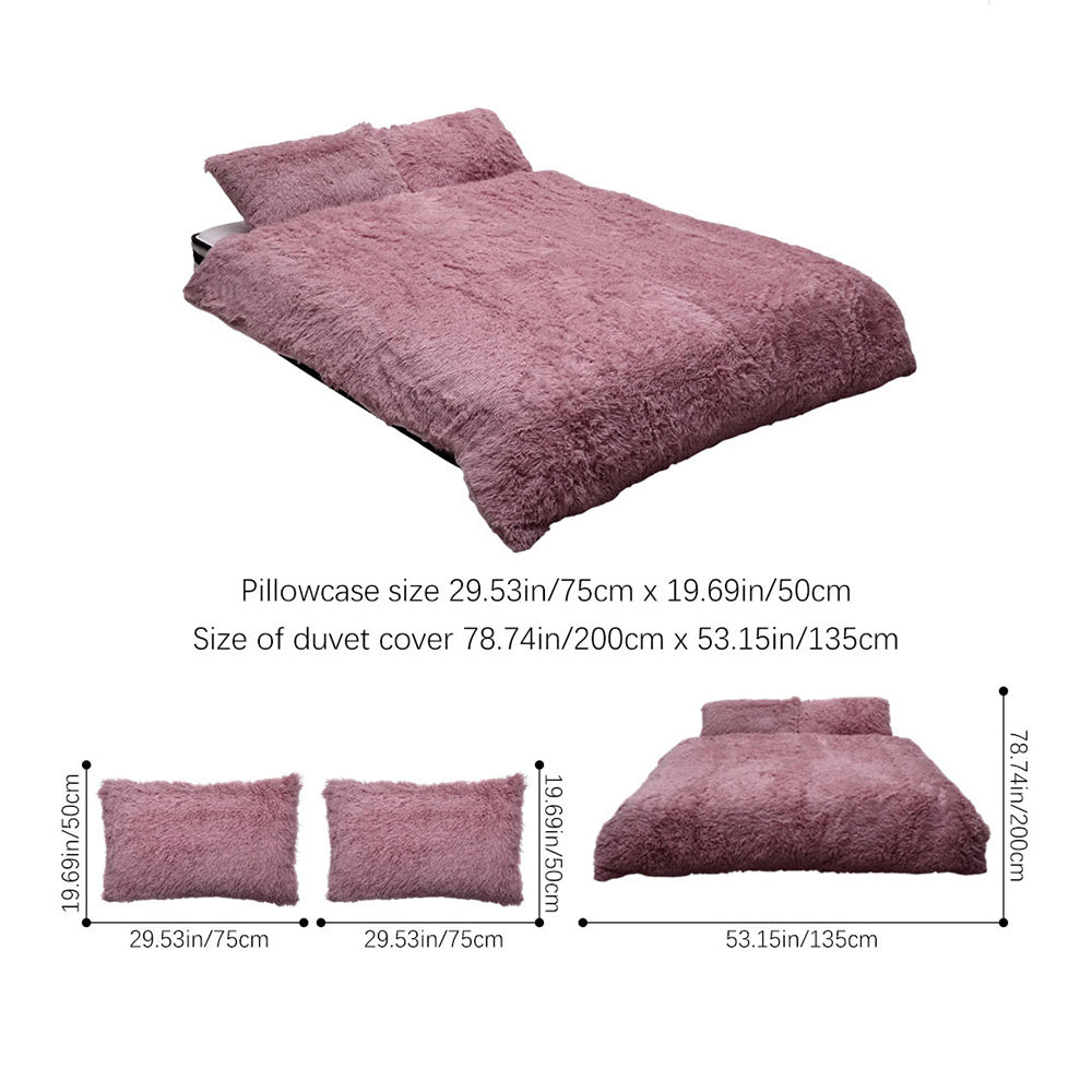 Water Mink Plush Super Soft and Thicken Autumn and Winter Bedding Set, Plush Comfortable Warm Duvet Cover Pillowcases Three-piece Set, Available in Various Colors, Down Duvet Cover, Zipper Closure Design, Single/Double/King/Super King