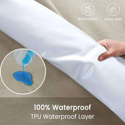 Waterproof Fitted Bed Sheet Deep Pocket Mattress Protector Cover | Soft Breathable Noiseless Fitted Sheet for Bedroom, Hotel & Home | Machine Washable Elastic Bed Cover Fits Up to 30cm Mattress