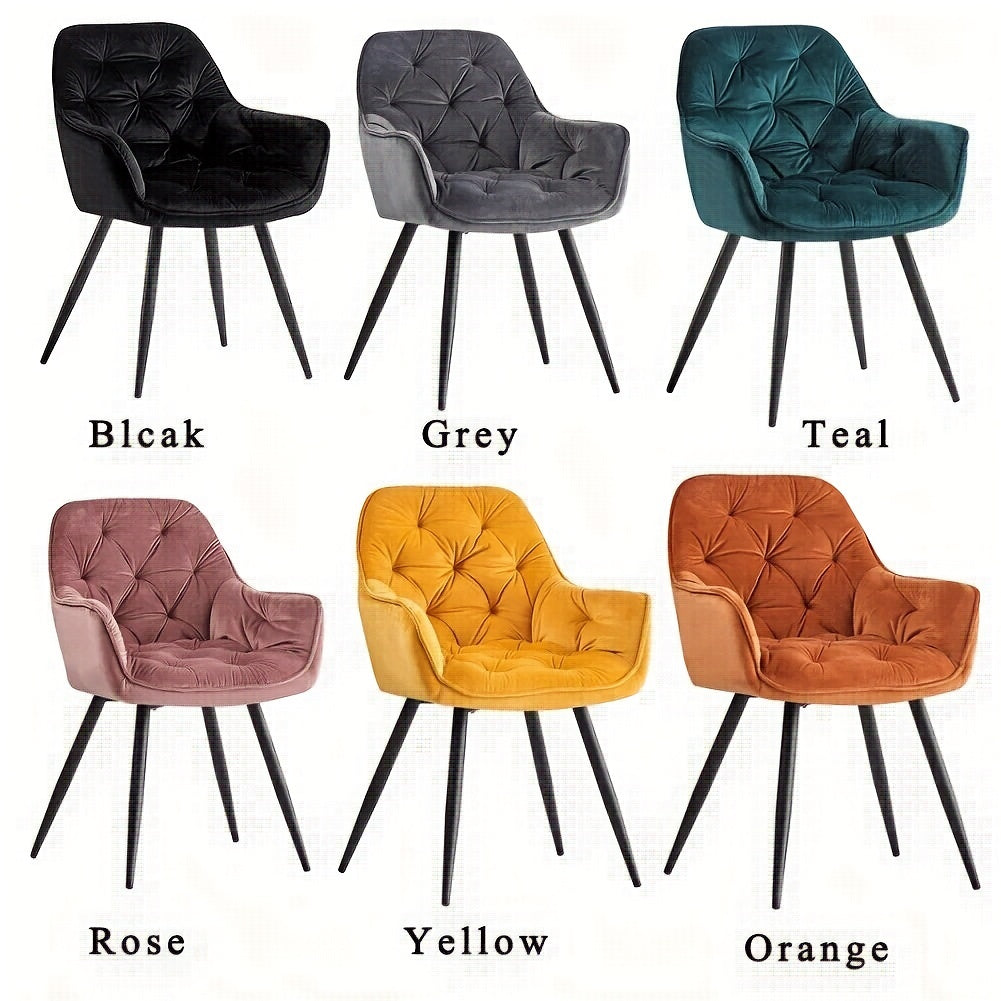 Dining Chairs with Velvet Thick Padded Upholstered Kitchen Tub Chair Armchair with Backrest Metal Legs Living Room Reception Leisure Chairs for Bedroom Lounge Office