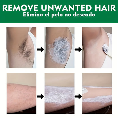 100G Green Tea Hair Removal Cream, Refreshing And Gentle Without Irritation, Quick Hair Removal in 5 Minutes, Painless, Clean And Thorough with No Residue, Suitable for The Face, Lips, Underarms, Legs, Arms, And Intimate Areas