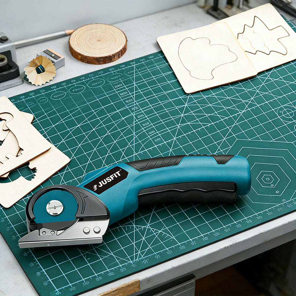 Machine ONLY Rechargeable Cordless Electric Scissors, Electric Fabric Scissors Cordless, USB Charging Fabric & Cardboard with Safety Lock, Powerful Handheld Scissor for Sewing, Crafting, Cardboard, Leather, Carpet, DIY & Garden Use, Time Saving Sewing Too