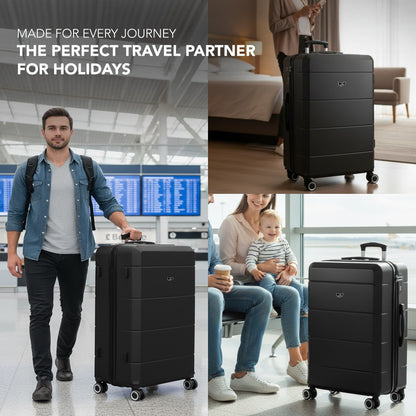 28 Inch Large Suitcase Lightweight ABS Hard Shell with TSA Lock & 4 Spinner Wheels - 75x49x29cm Check-In Luggage, Water-Resistant, UK Stock