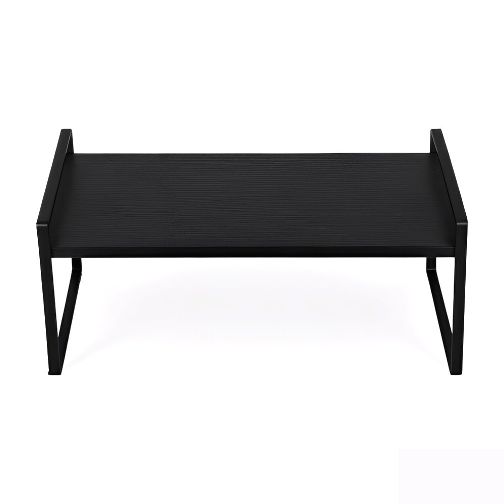 Multi-Tier Storage Rack, Mug Shelves for Desks, Black/White/Natural Wooden and Metal Countertop Organizer Shelf, Display Rack, Perfect for Dormitories Home Office Kitchen Bathroom