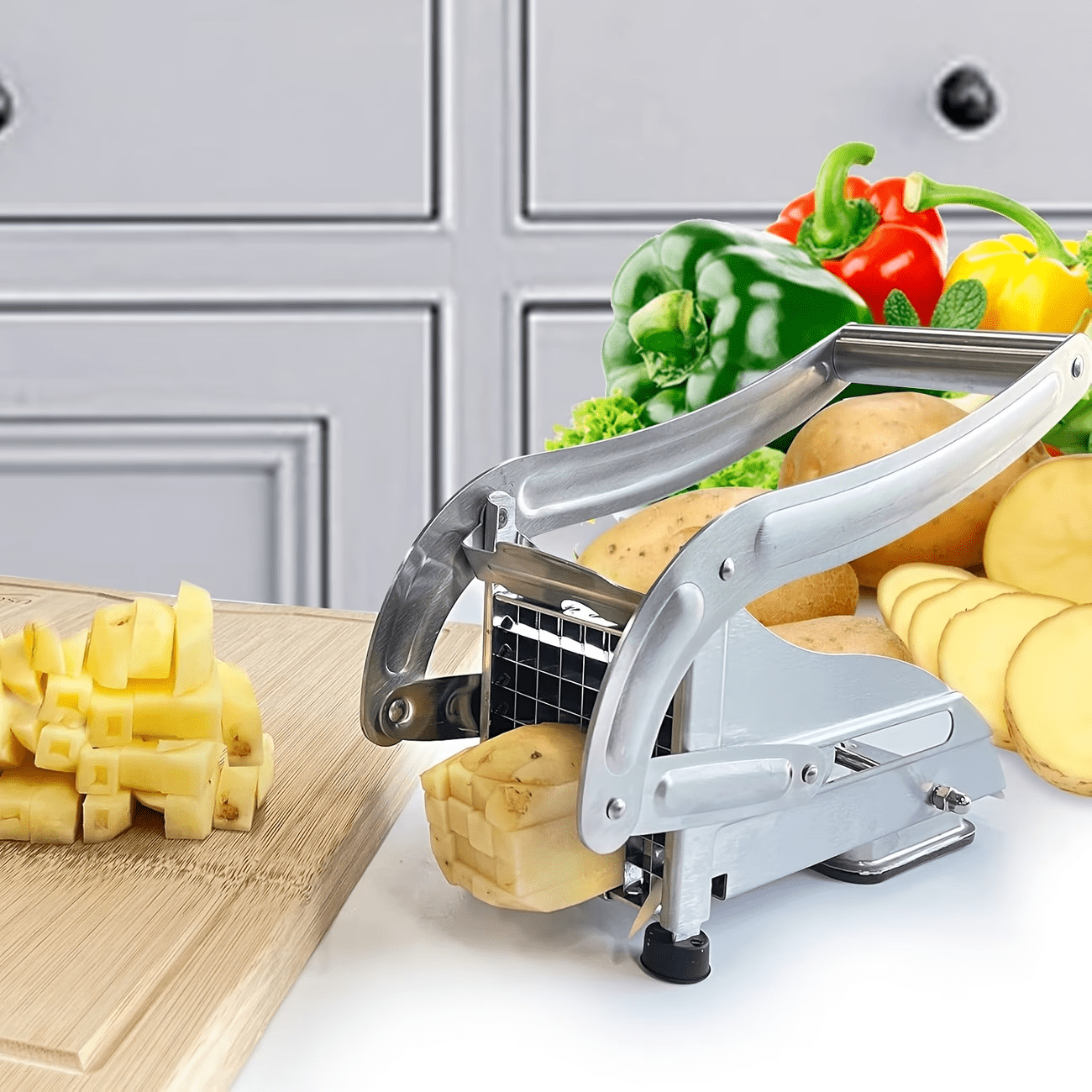 Stainless Steel Fruit Cutter, Vegetable Cutter, French Fry Cutter, French Fry Chopper, Potato Slicer, Vegetable Chopper, Onion Chopper, Food Chopper, Chop Potatoes Carrots Cucumbers, Kitchen Supplies, Kitchen Gadgets, Kitchen Additions