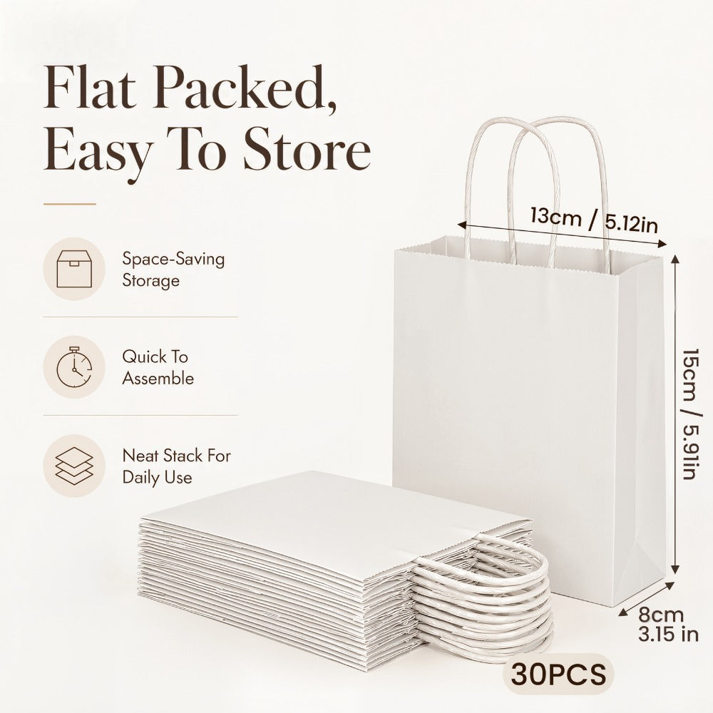 Kraft Paper Bags with Handles 100 Pack – Brown Gift Bags for Parties, Weddings, Retail, Christmas & Everyday Gift Wrapping