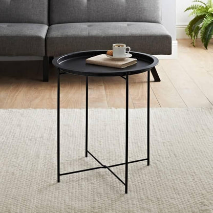 Trendi® Round/Metal Folding/Side Table Tray Top Light/Portable/Coffee/Night Stand