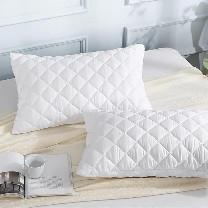 Hotel Quality 10cm Thickness Mattress Topper and Deep Fitted Elastic Corners – Luxury Mattress Topper for All Season and all size available Single, Double, Small Double, King and Super King. 4 Pack Pillow Protector Available for Matching Set