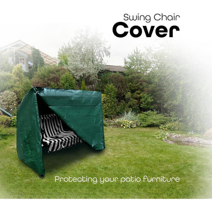 Garden Swing Covers Waterproof Heavy Duty Outdoor Swinging Chair Cover Windproof Anti-UV Patio Garden Hammock Cover With Zips (Green)