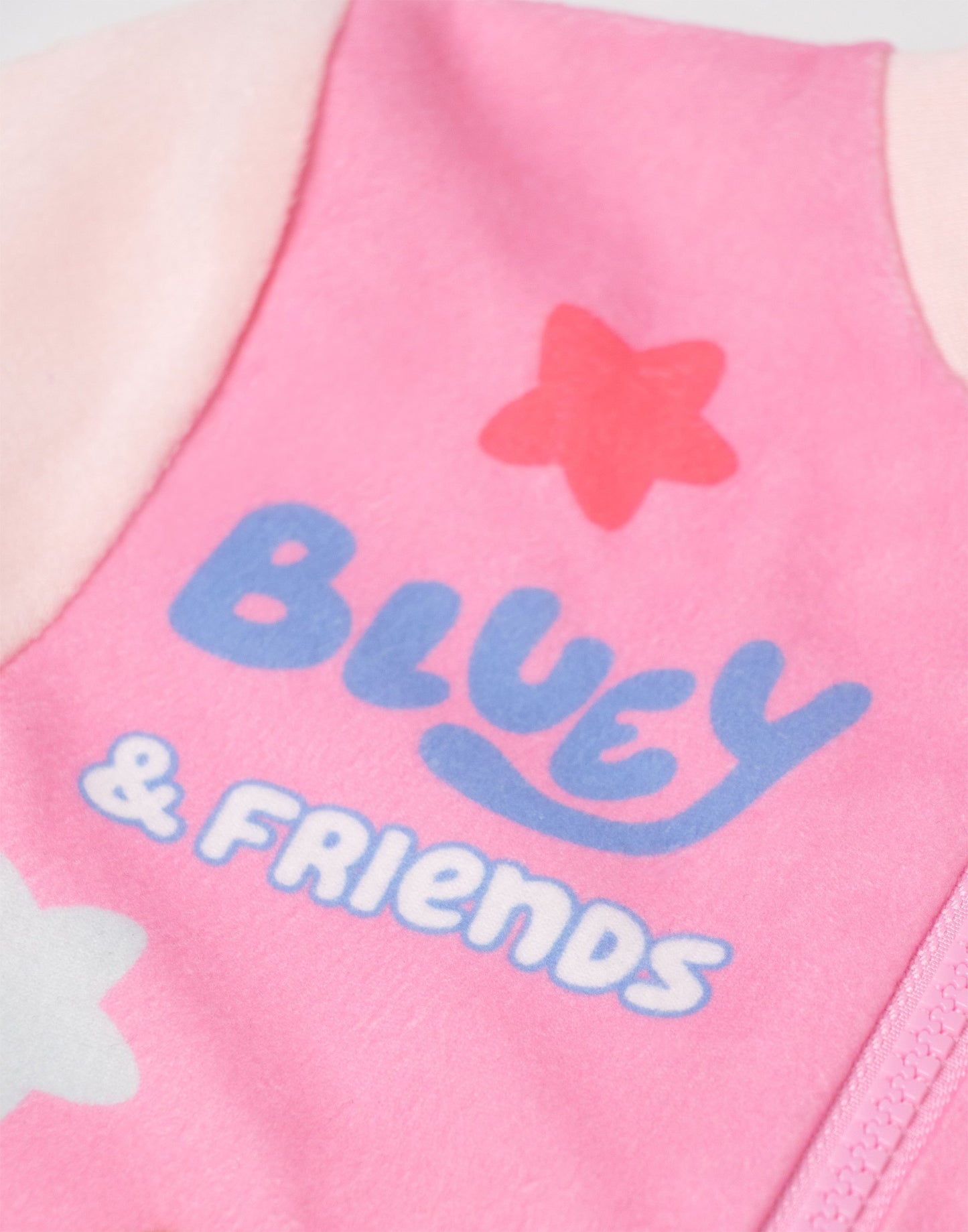 Bluey & Friends Girls Pink Onesie | Long Sleeve Zip-Up Microfleece with Bluey, Bingo, Chloe & Mackenzie | for Kids | Comfy Nightwear | Bluey Merch - 3-4 Years