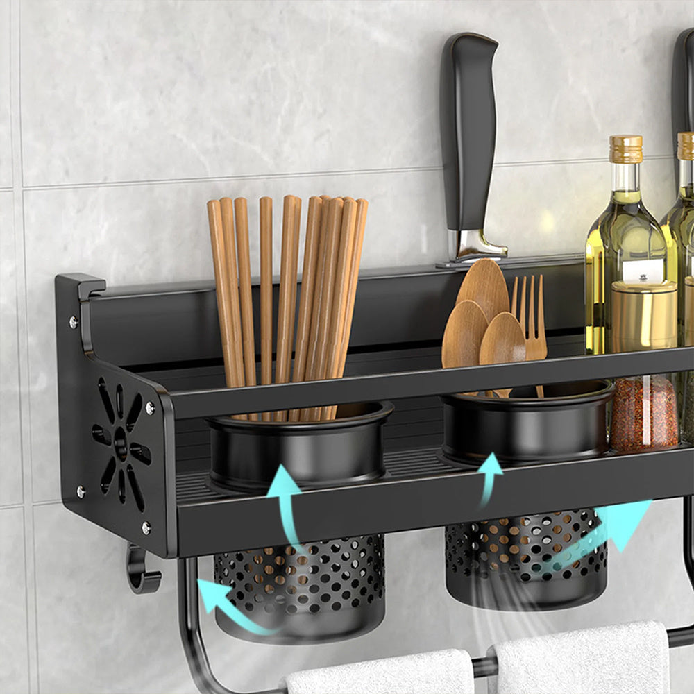 Wall-Mounted Kitchen Storage Shelf Kitchen Hook Rack Wall Mounted Utensil Rack Kitchen Shelf Organiser Spice Racks