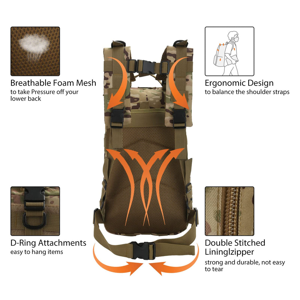 Backpack with Waterproof, Hiking Outdoor Camping Trekking Rucksack - product gallery image 2