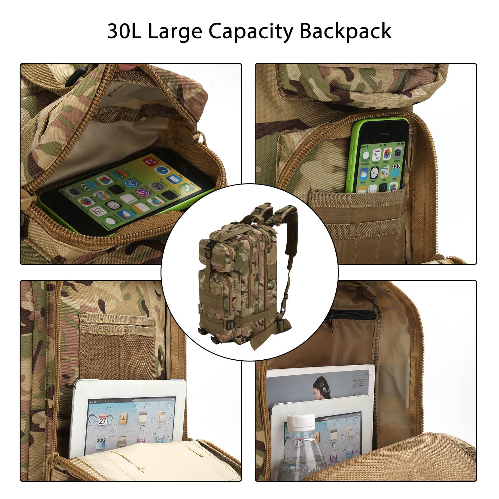 Backpack with Waterproof, Hiking Outdoor Camping Trekking Rucksack - product gallery image 3