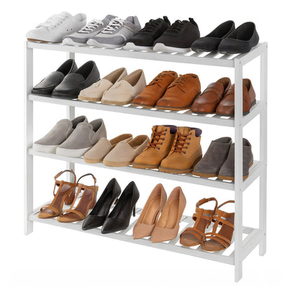 Neo 4-Tier Bamboo Shoe Rack Wooden Shoe Storage Organiser Shelf for Hallway, Entrance Living Room 67 x 70 x 25cm