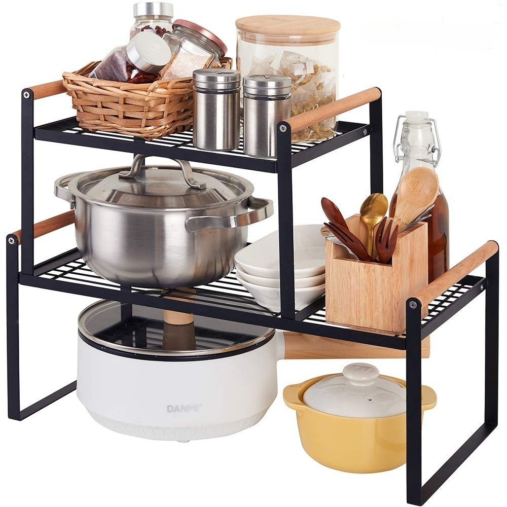 Metal Wire Countertop Shelf Organiser – Stackable Cupboard Spice Rack, Space-Saving Storage for Kitchen, Pantry & Bathroom, Rust-Proof, Small or Large
