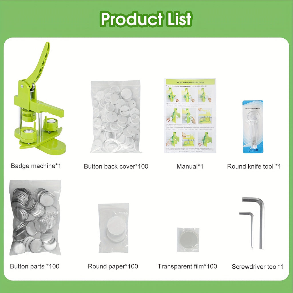 Badge Maker Machine with 25mm, 32mm, Metal, Button Kit 100-Piece Heavy-Duty ABS Plastic - product gallery image 5