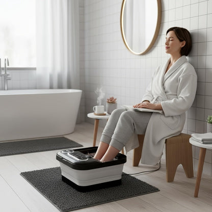 Foldable Foot Spa Massager with Heat Bubbles & Temperature Control – Touch Screen 6 Rollers Pumice Stone – Relaxing Foot Soak Gift