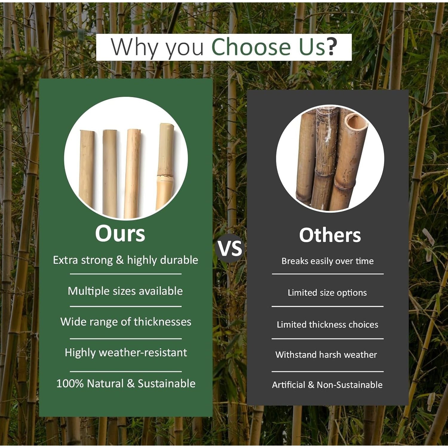 Bamboo Cane with 5FT, 16mm, pack of 30, Canes 5FT 14-16mm of Heavy Duty - product gallery image 4