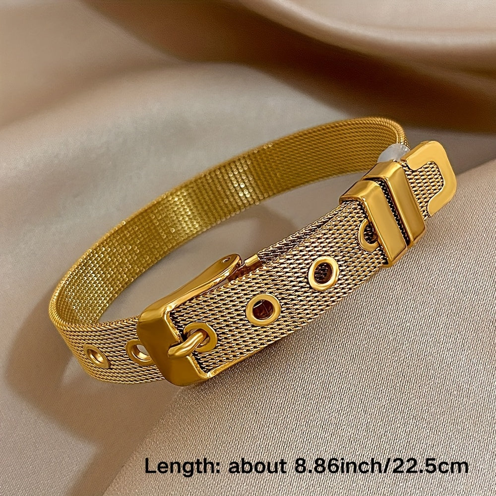 Bangle Bracelet Braided Stainless Steel Bangles Gold Silver - product gallery image 2