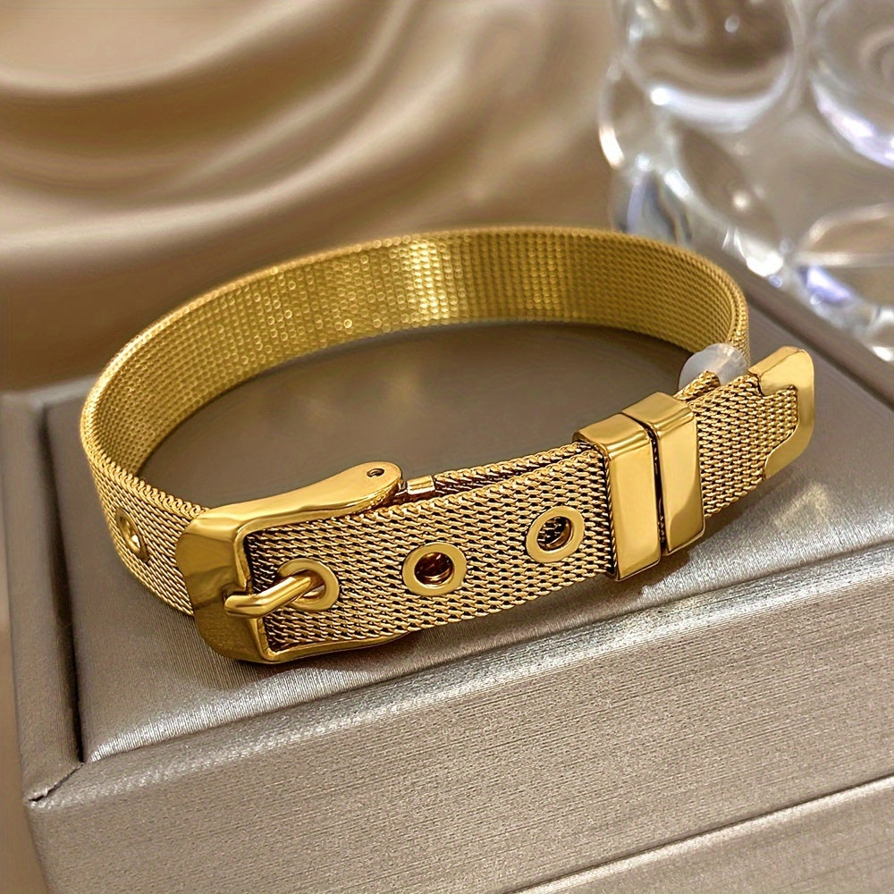 Bangle Bracelet Braided Stainless Steel Bangles Gold Silver - product gallery image 4