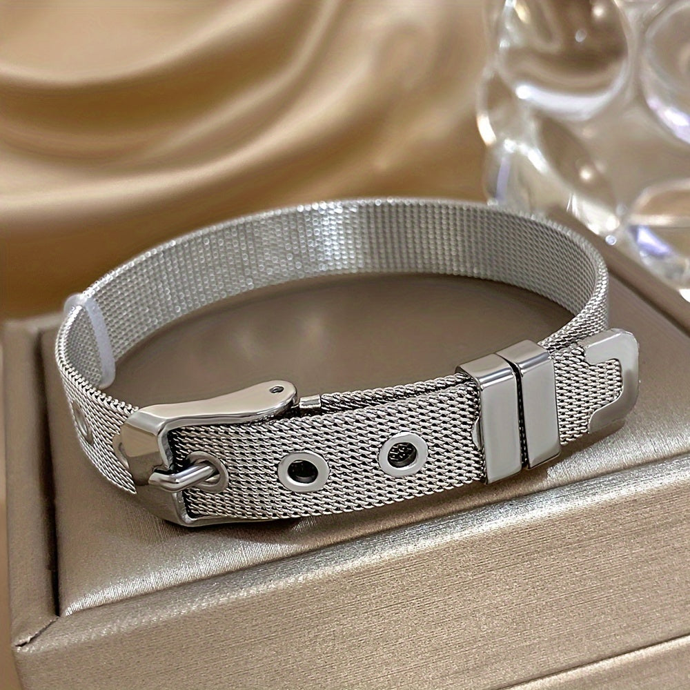 Bangle Bracelet Braided Stainless Steel Bangles Gold Silver - product gallery image 5
