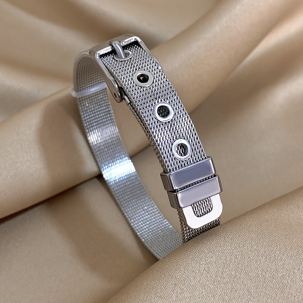 Bangle Bracelet Braided Stainless Steel Bangles Gold Silver - product gallery image 6