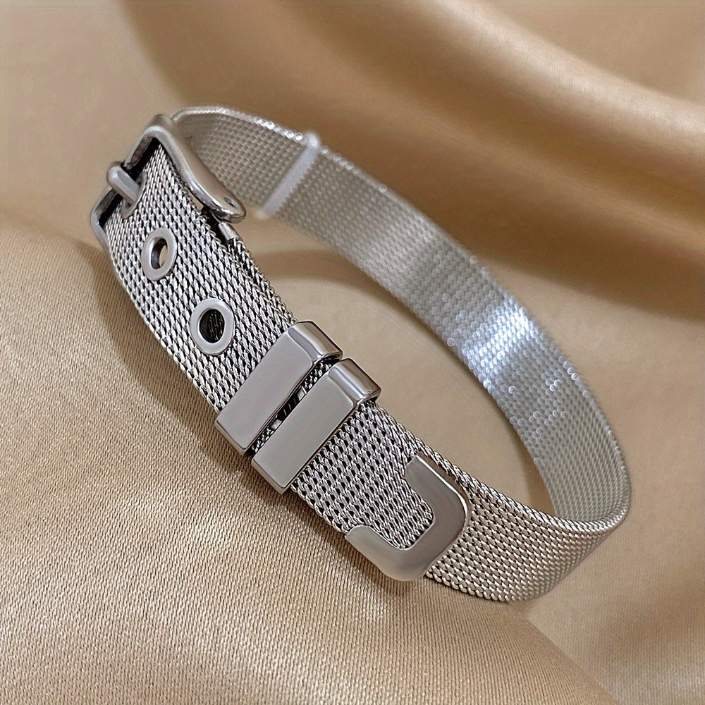 Bangle Bracelet Braided Stainless Steel Bangles Gold Silver - product gallery image 8