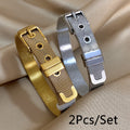 Bangle Bracelet Braided Stainless Steel Bangles Gold Silver - golden+silvery-2pcs/set option
