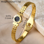 Bangle Bracelet Gold Stainless Steel Roman Numeral Men with Waterproof - product gallery image 4