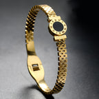 Bangle Bracelet Gold Stainless Steel Roman Numeral Men with Waterproof - product gallery image 6