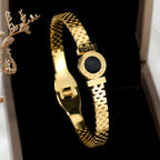 Bangle Bracelet Gold Stainless Steel Roman Numeral Men with Waterproof
