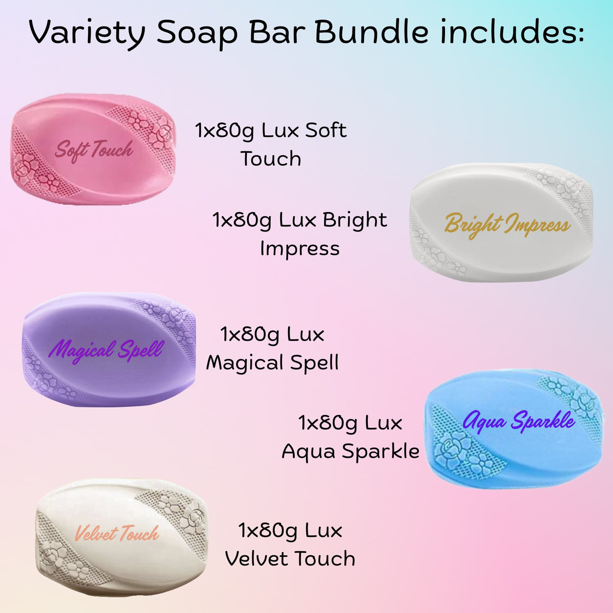 Bar Soap with 80g, Velvet, LUX Soap Variety Pack (5x80g) - product gallery image 2