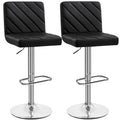 Bar Stool with Adjustable Height, 136kg, Leather, 2pcs - Black, 2pcs option