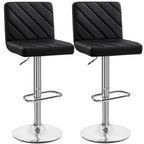 Bar Stool with Adjustable Height, 136kg, Leather, 2pcs - Black, 2pcs option