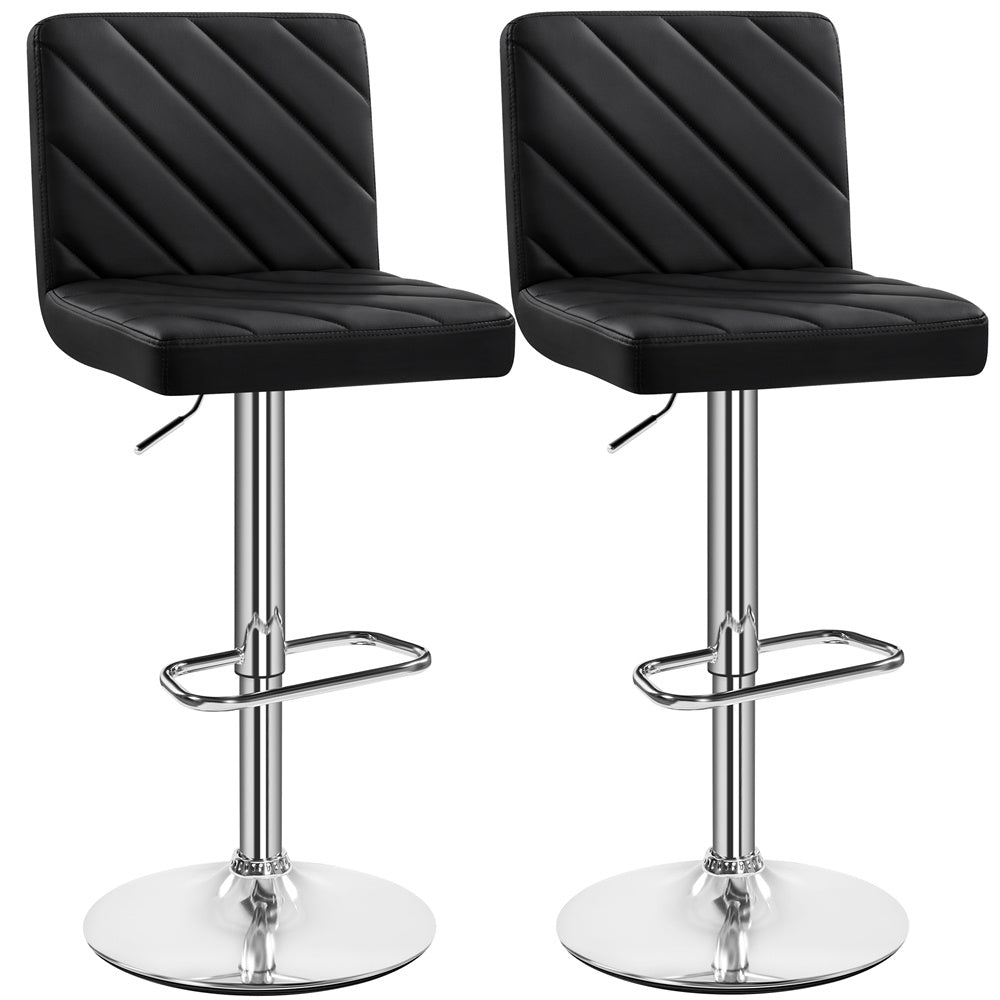 Bar Stool with Adjustable Height, 136kg, Leather, 2pcs - Black, 2pcs option