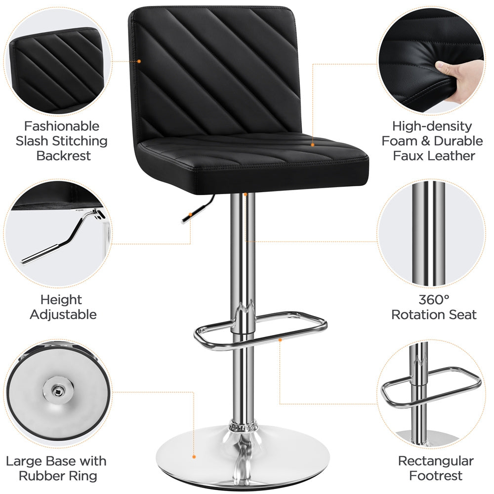 Bar Stool with Adjustable Height, 136kg, Leather, 2pcs - product gallery image 11