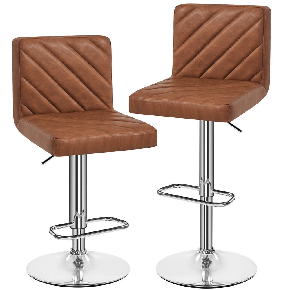 Bar Stool with Adjustable Height, 136kg, Leather, 2pcs - product gallery image 3