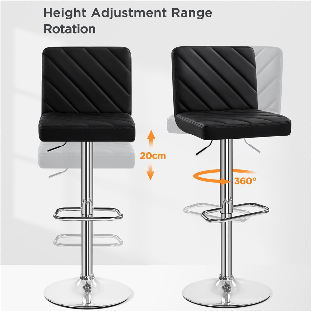 Bar Stool with Adjustable Height, 136kg, Leather, 2pcs - product gallery image 5