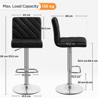 Bar Stool with Adjustable Height, 136kg, Leather, 2pcs - product gallery image 6
