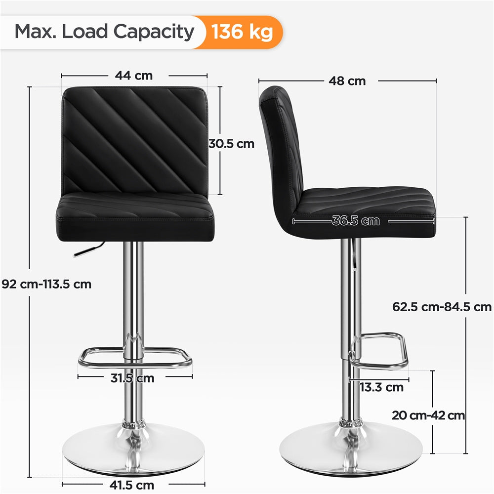 Bar Stool with Adjustable Height, 136kg, Leather, 2pcs - product gallery image 6