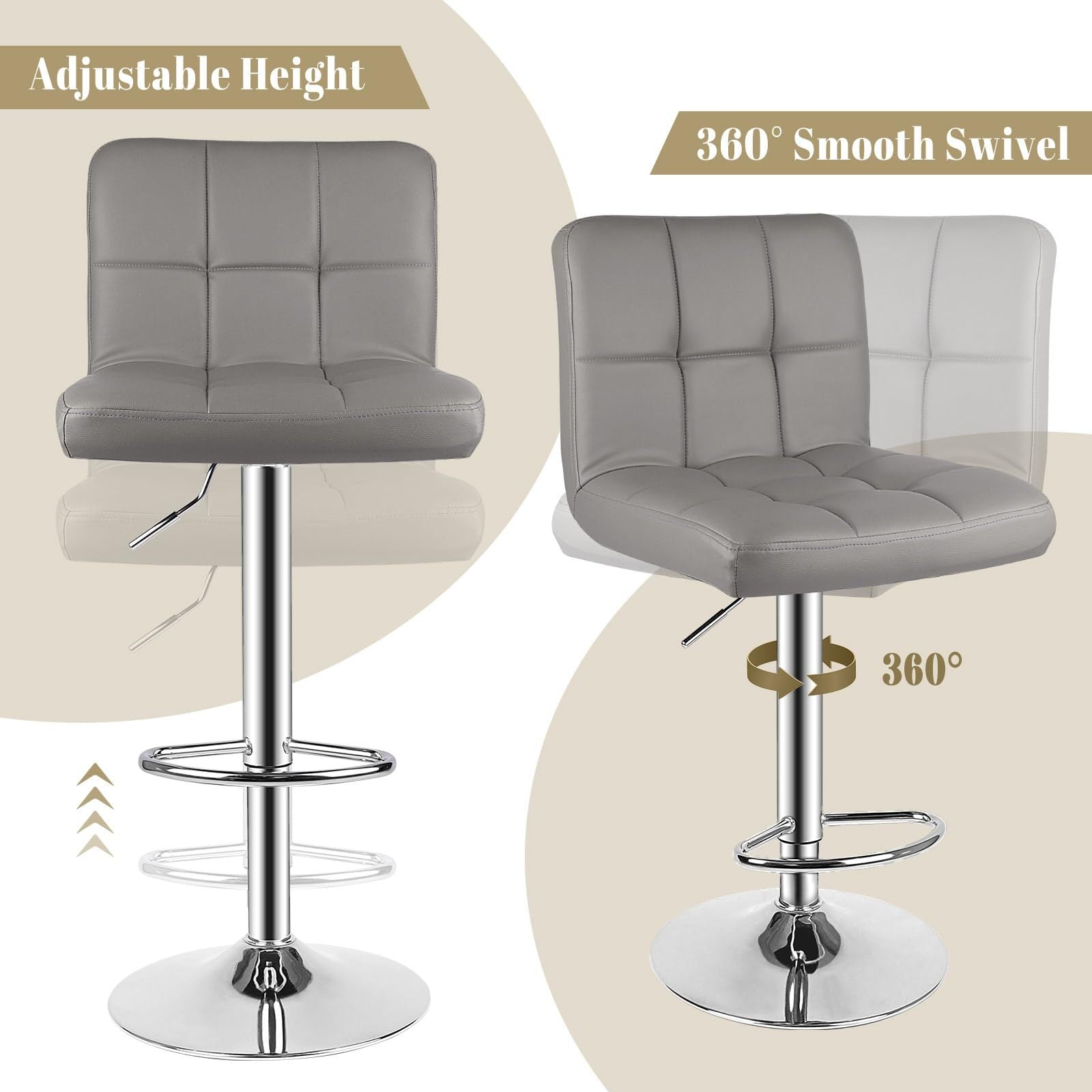 Bar Stool with Adjustable Height, Lumbar Support, Waterproof - product gallery image 18