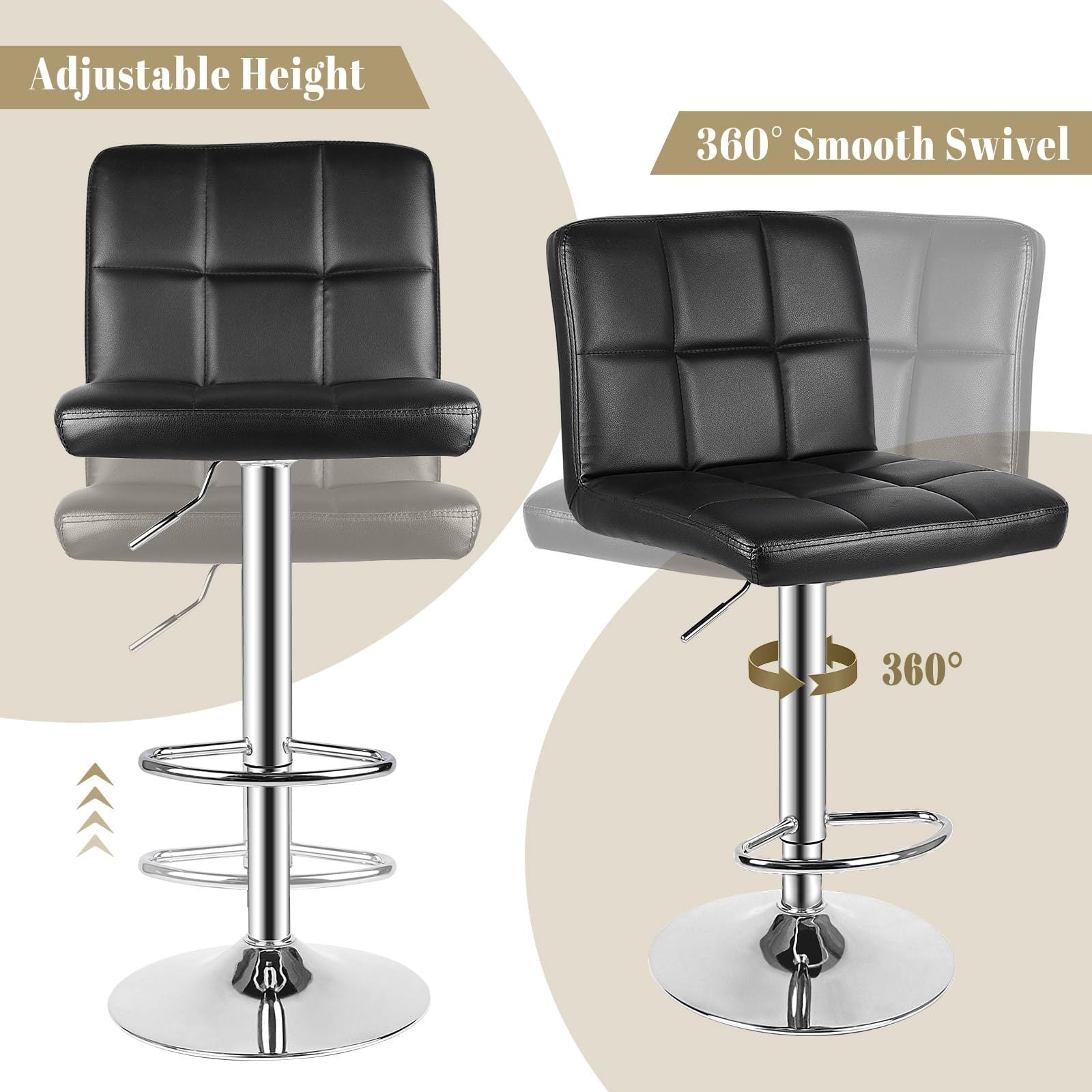 Bar Stool with Adjustable Height, Lumbar Support, Waterproof - product gallery image 6