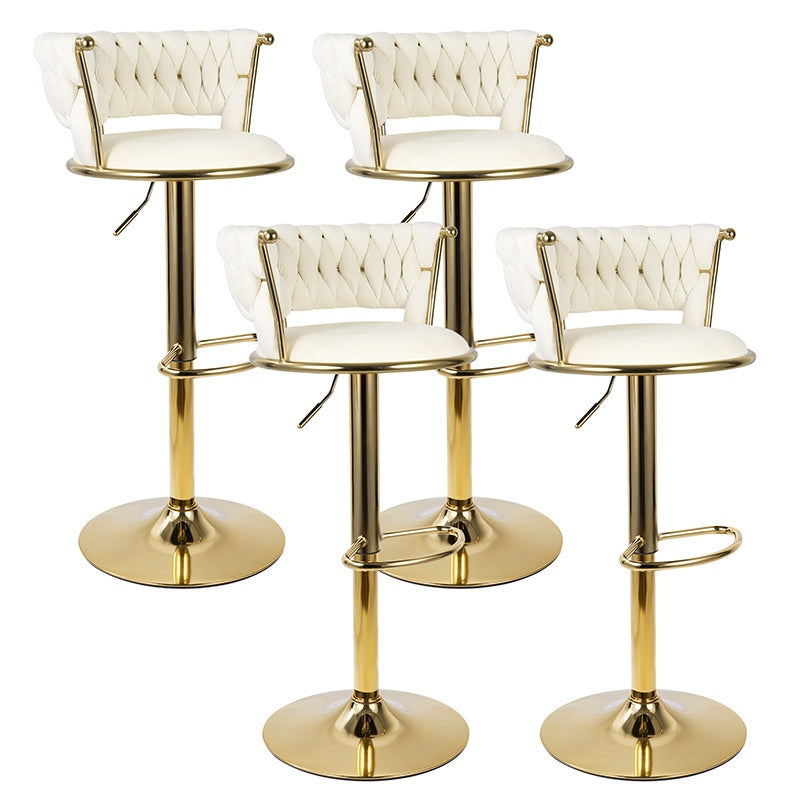 Bar Stool with Adjustable Height, Metal, Velvet Swivel Stools of Adjustable Height - Beige - SET OF 4 option
