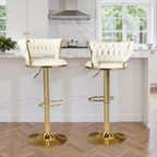 Bar Stool with Adjustable Height, Metal, Velvet Swivel Stools of Adjustable Height - Beige option
