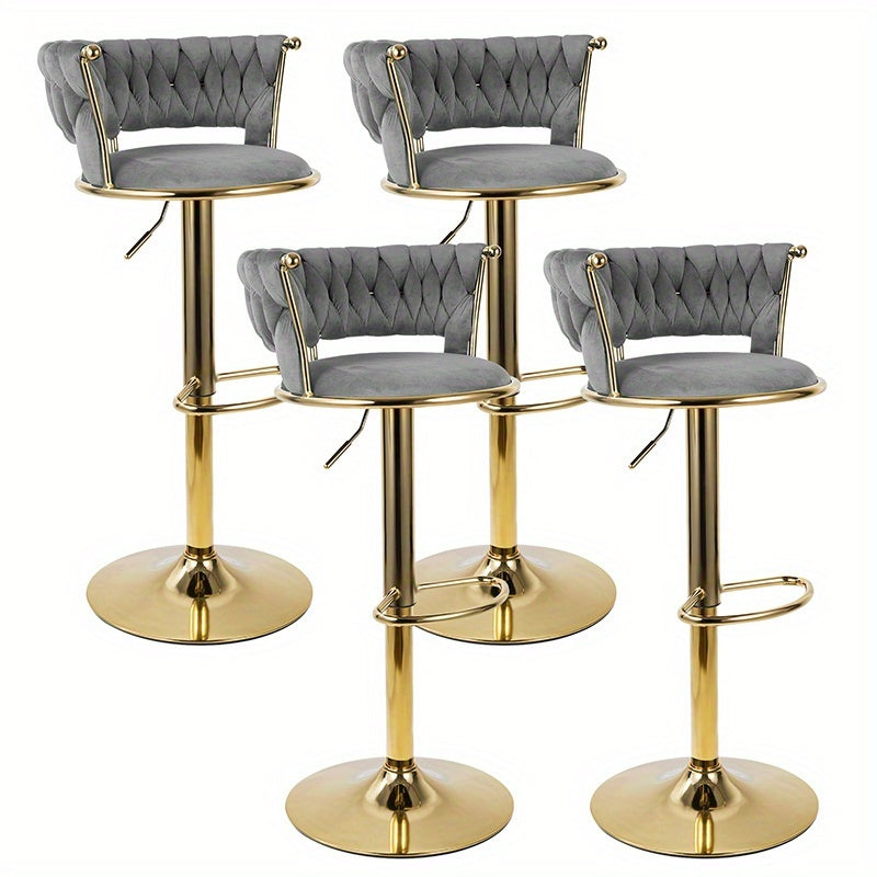 Bar Stool with Adjustable Height, Metal, Velvet Swivel Stools of Adjustable Height - Dark Gray - SET OF 4 option