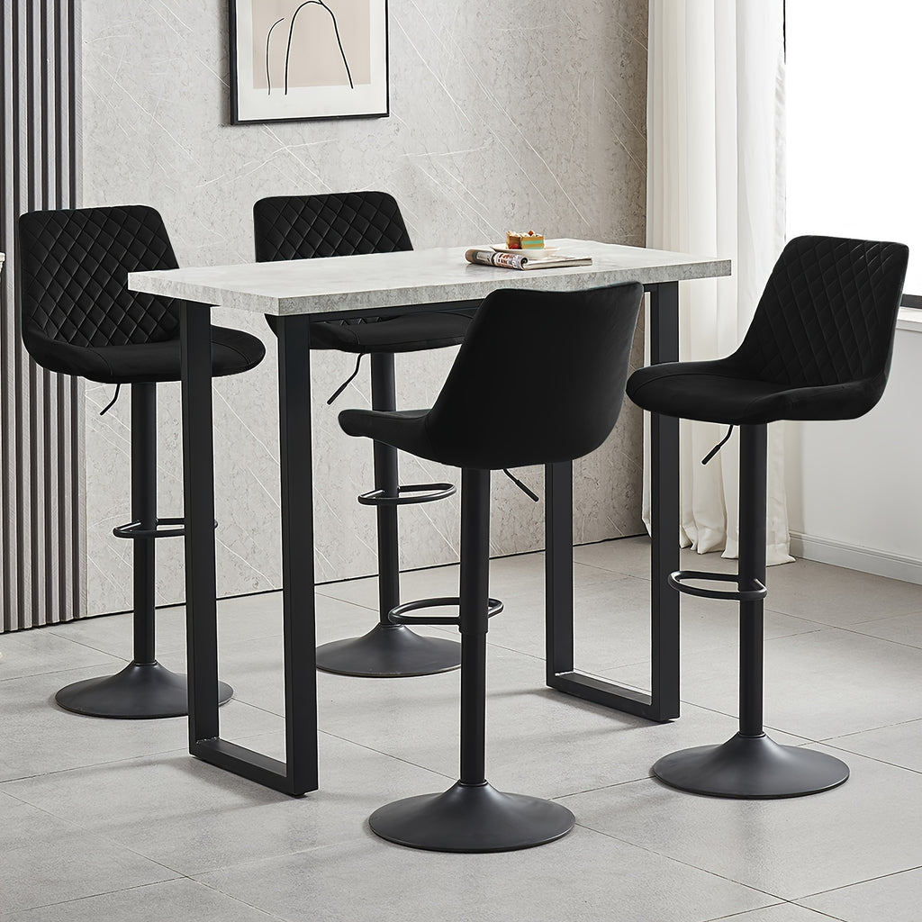 Bar Stool with Adjustable Height, Velvet, Height Adjustable Velvet Stools of or - product gallery image 2